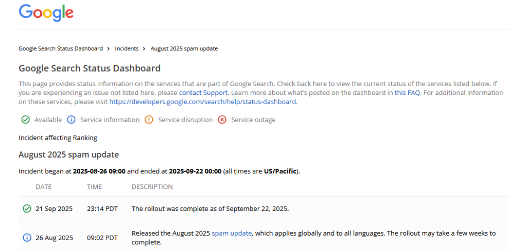google spam update 2025 dashboard