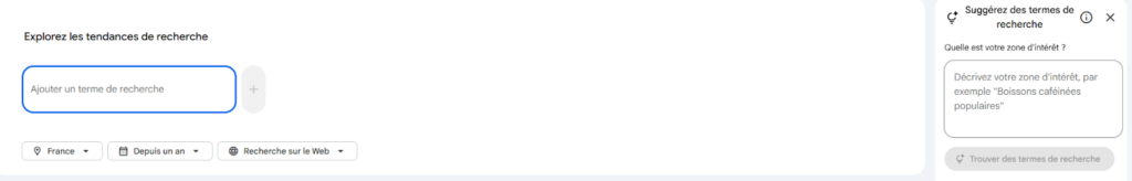Capture d’écran de Google Trend “Explorer” enrichi par l’IA Gemini